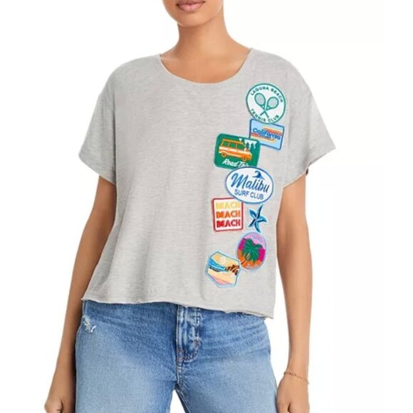 Vintage Havana Tops - NWT Vintage Havana Multi Patch Crewneck Tee Grey Women's Size L $86 [jb]